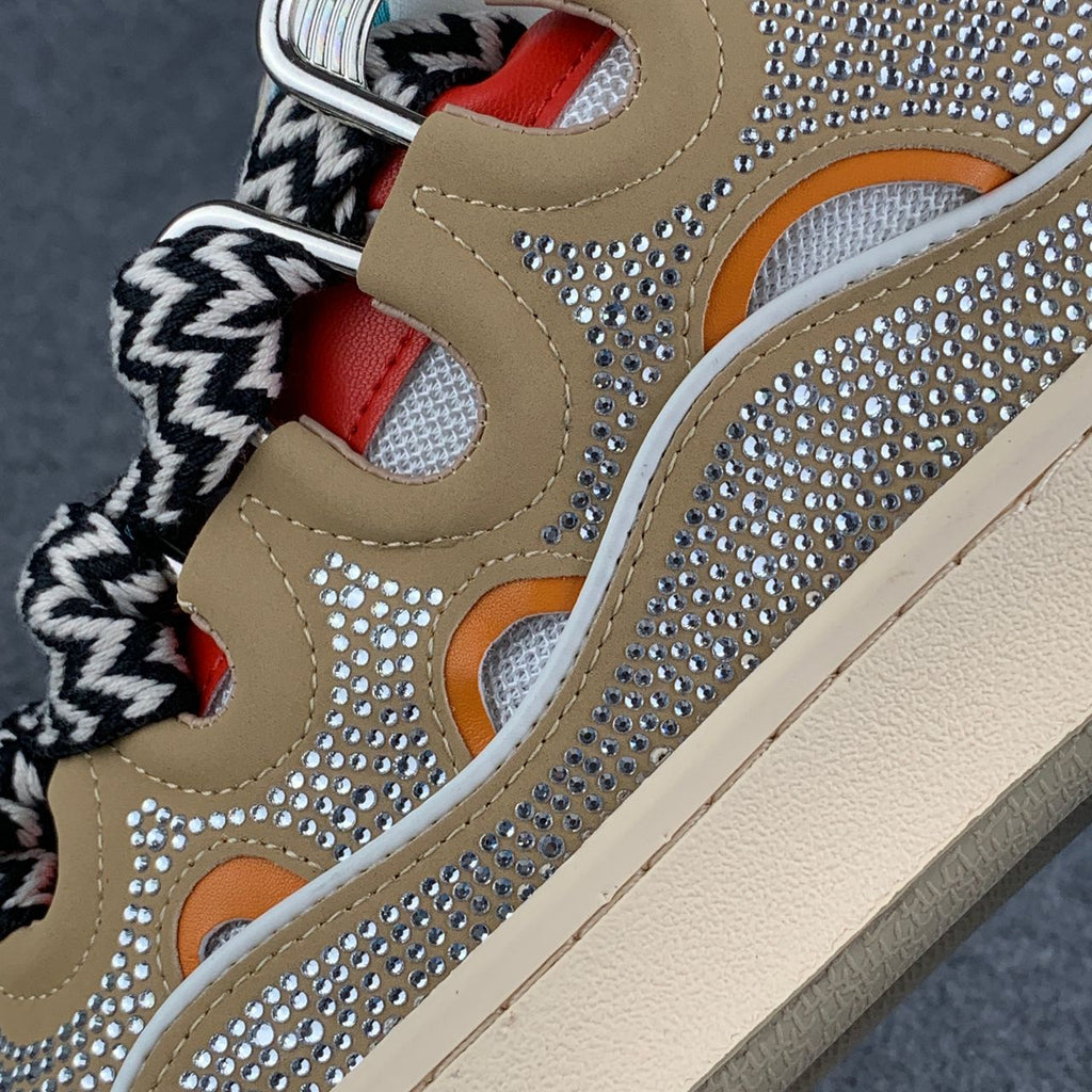 Lanvin Curb Sneakers 'Brown Rhinestone'